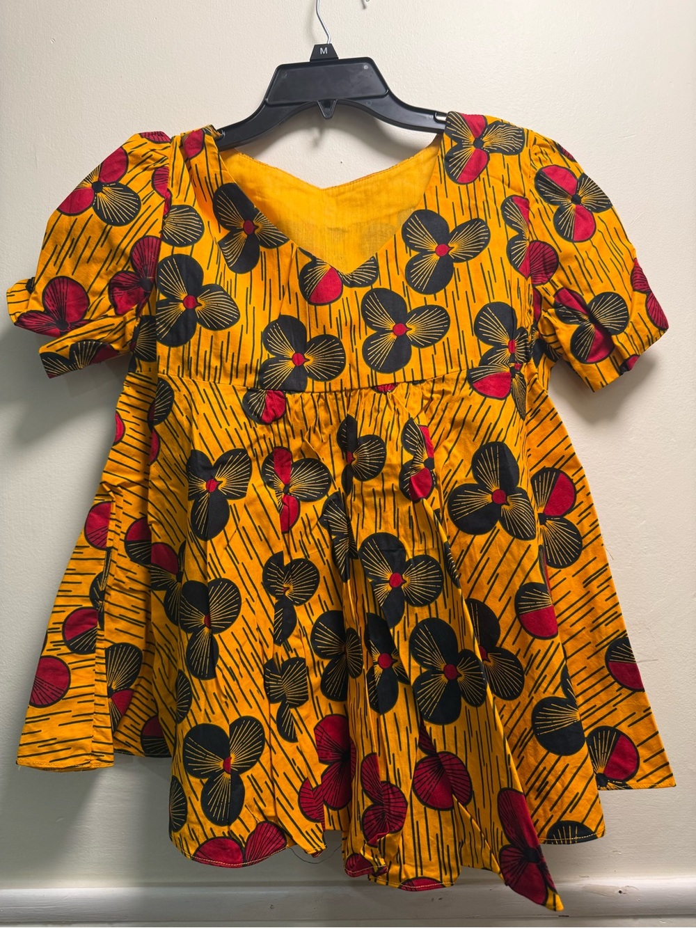 Vibrant Yellow Floral V-Neck Babydoll Top